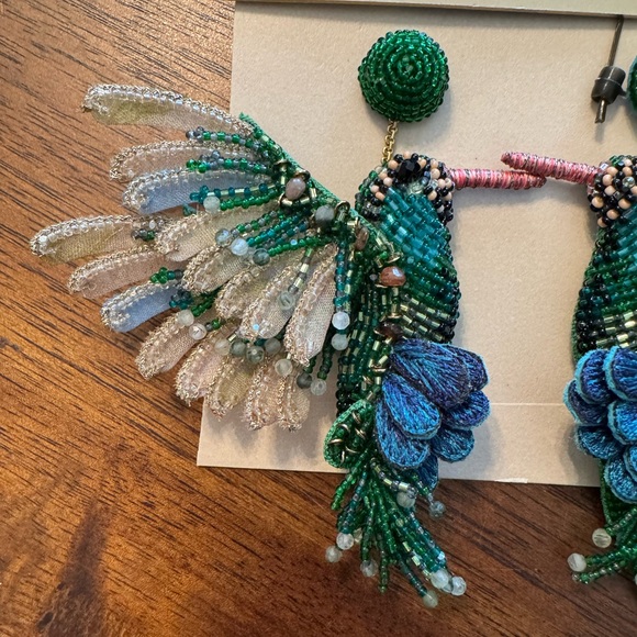 Deepa Gurnani Beaded Hummingbird Drop Earrings NWOT - Picture 4 of 7